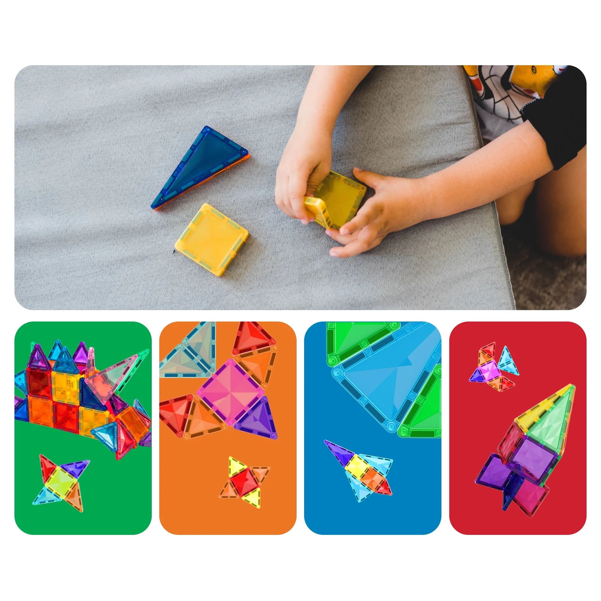 Picassotiles Magnetic Tiles for Kids – 80PCS STEM Construction Diamond Series Building Blocks Toy