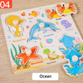 Wooden Peg Puzzles for Toddlers, Montessori Toddler Puzzles for 3 4 5 Years Old, Preschool Educational Learning Puzzles Toys Gifts for Baby Boys Girls Age 3-5 (Sea Animals)