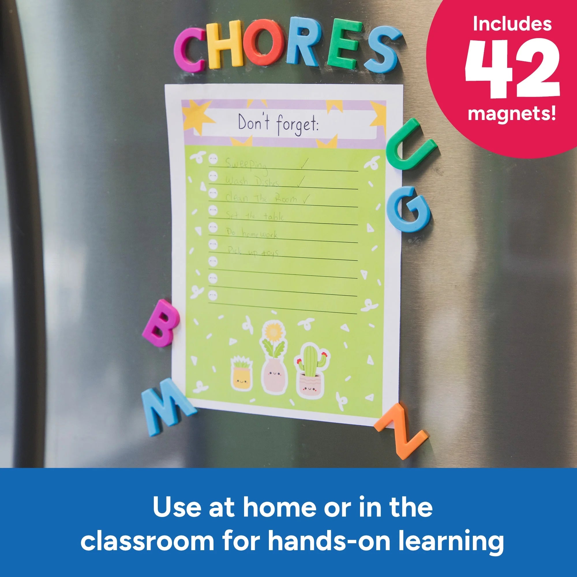 Uppercase Alphamagnets, Set of 42 Alphabet Magnetic Letters, Ages 3+