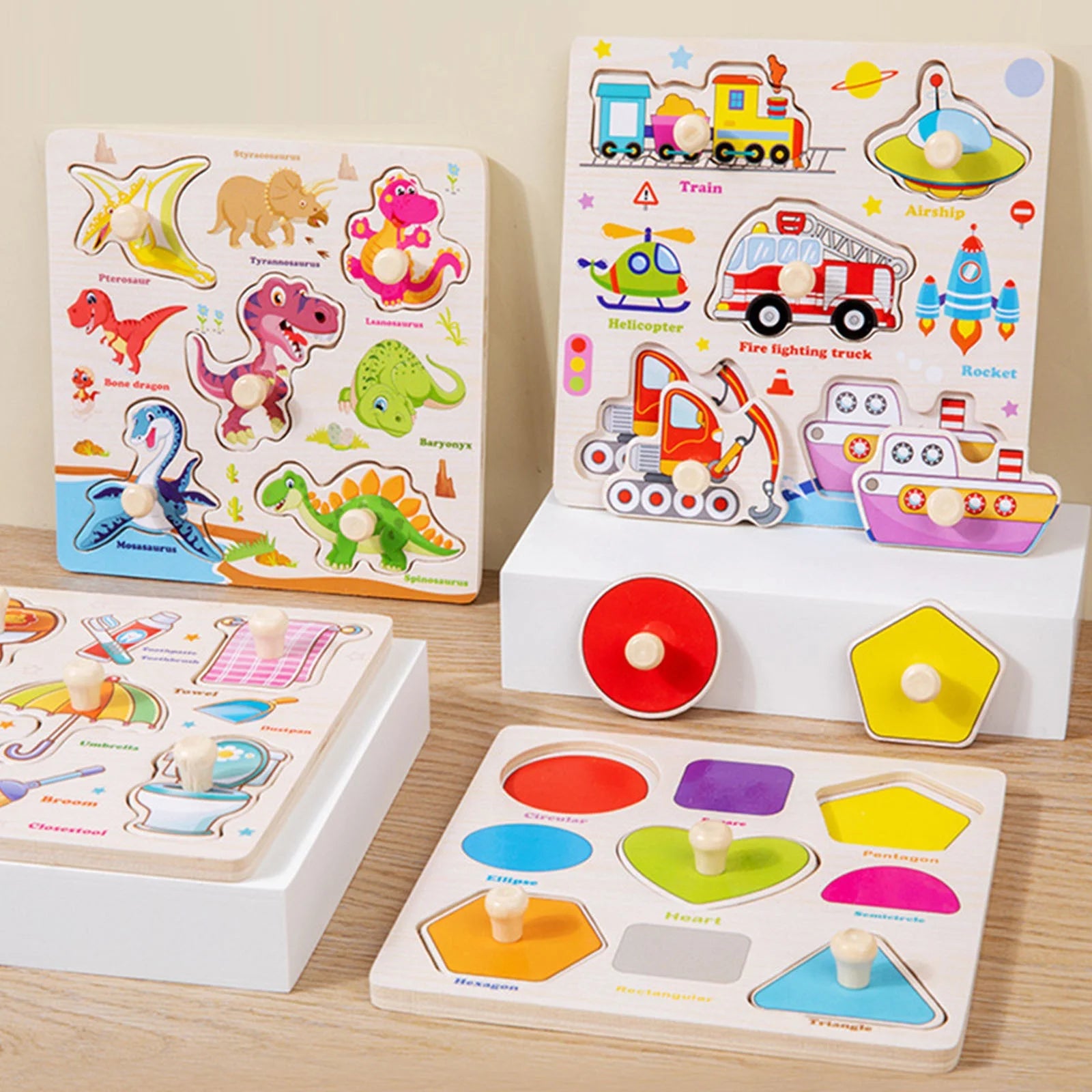 Wooden Peg Puzzles for Toddlers, Montessori Toddler Puzzles for 3 4 5 Years Old, Preschool Educational Learning Puzzles Toys Gifts for Baby Boys Girls Age 3-5 (Sea Animals)