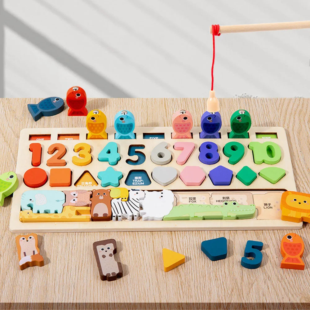Toddler Montessori Toys Shape & Number Matching,Fishing Game,Animal Puzzleto Exercise Fine Motor Skills for Boys and Girlsl