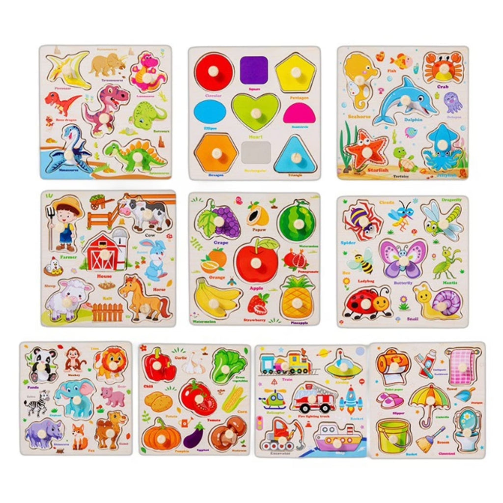 Wooden Peg Puzzles for Toddlers, Montessori Toddler Puzzles for 3 4 5 Years Old, Preschool Educational Learning Puzzles Toys Gifts for Baby Boys Girls Age 3-5 (Sea Animals)