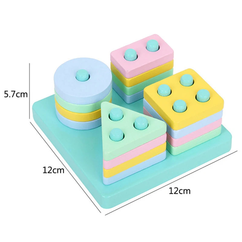 Juguete Montessori, bloques de construcción de madera, juguetes educativos de aprendizaje temprano, rompecabezas para niños de emparejar colores y formas para niños y niñas