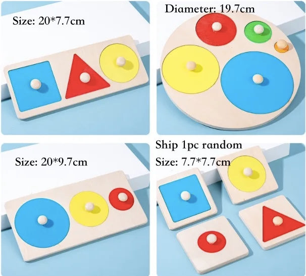 Juguete Montessori de madera con tablero de agarre, forma geométrica, clasificación de colores, rompecabezas de matemáticas, juego de aprendizaje preescolar, regalo para bebés y niños