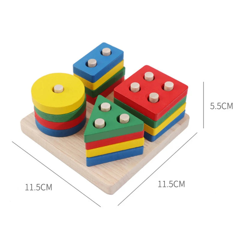 Juguete Montessori, bloques de construcción de madera, juguetes educativos de aprendizaje temprano, rompecabezas para niños de emparejar colores y formas para niños y niñas