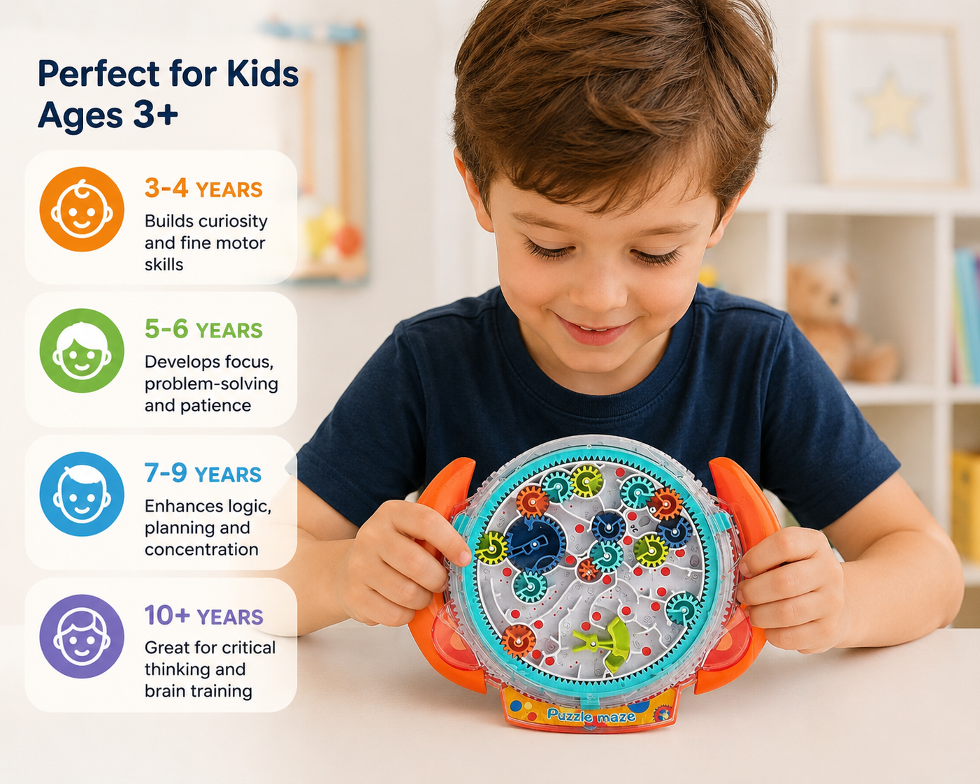 Intellectual Escape Maze Challenge, Maze Disk Gear Track Ball, Logic Training, Attention Enhancement, Children's Game Controller Toy, Parent-Child Interactive Hand-Eye Coordination Educational Toy, Holiday Gift