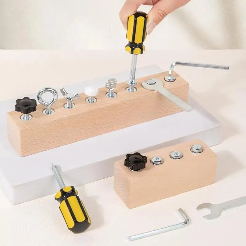 1Establecer Juguetes Educativos Tempranos Montessori para Entrenamiento de Habilidades Motoras Finas, Mejora Juguetes de Desmontaje de Tornillo y Tuerca de Madera para Niños
