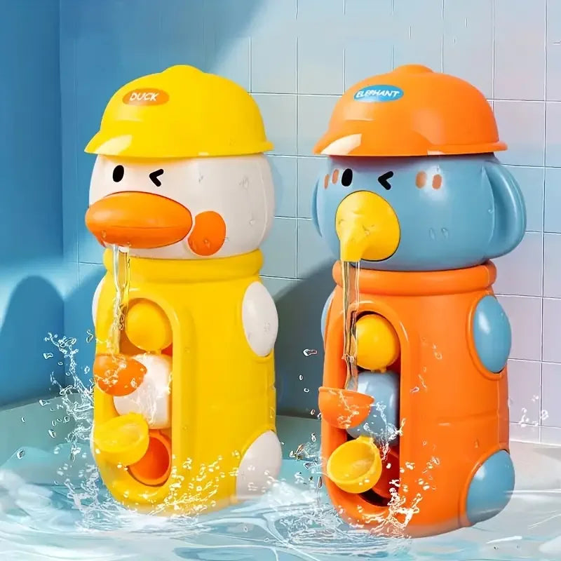 Bath Bathtub Toys Kids Gifts for Toddlers Duck Rotatable Waterwheel Bathroom Strong Suckers Water Scoop Fun Bath Toys