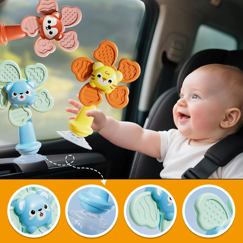 Montessori Suction Spinner Toy for Babies Animal Fidget Spinner Sensory Texture Toy for Fine Motor Skills Early Development Toys