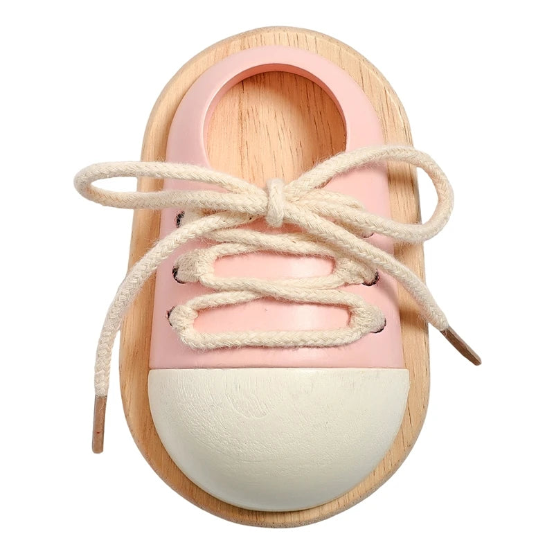 Baby Montessori Wooden Toys  Learn to Tie Shoelaces Toy Kids Toddlers Fine Motor Skills Toy Early Educational Toys Birthday Gift