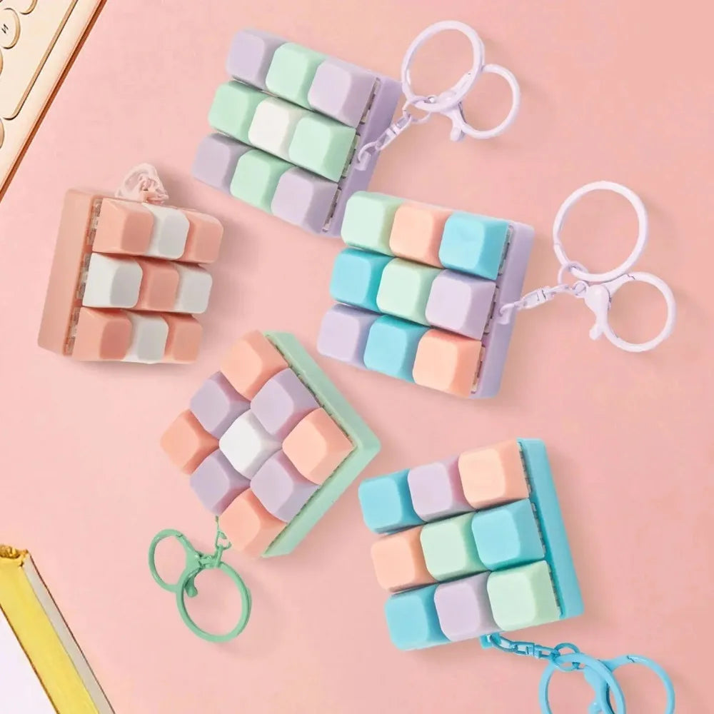 Fidget Decompression 9 Keyboard Key Toy For Adults Antistress Toys Boys Girls Anti Stress Finger Keyboard Games Keychain