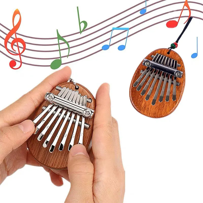 1 unidad de mini piano de pulgar de madera, juguetes musicales, 8 tonos, piano de dedo portátil para principiantes