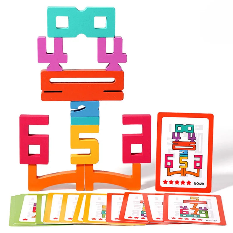DIY Wooden Digital Blocks Creative Puzzles Stacking Toys Early Education Montessori Toys For Children Kids