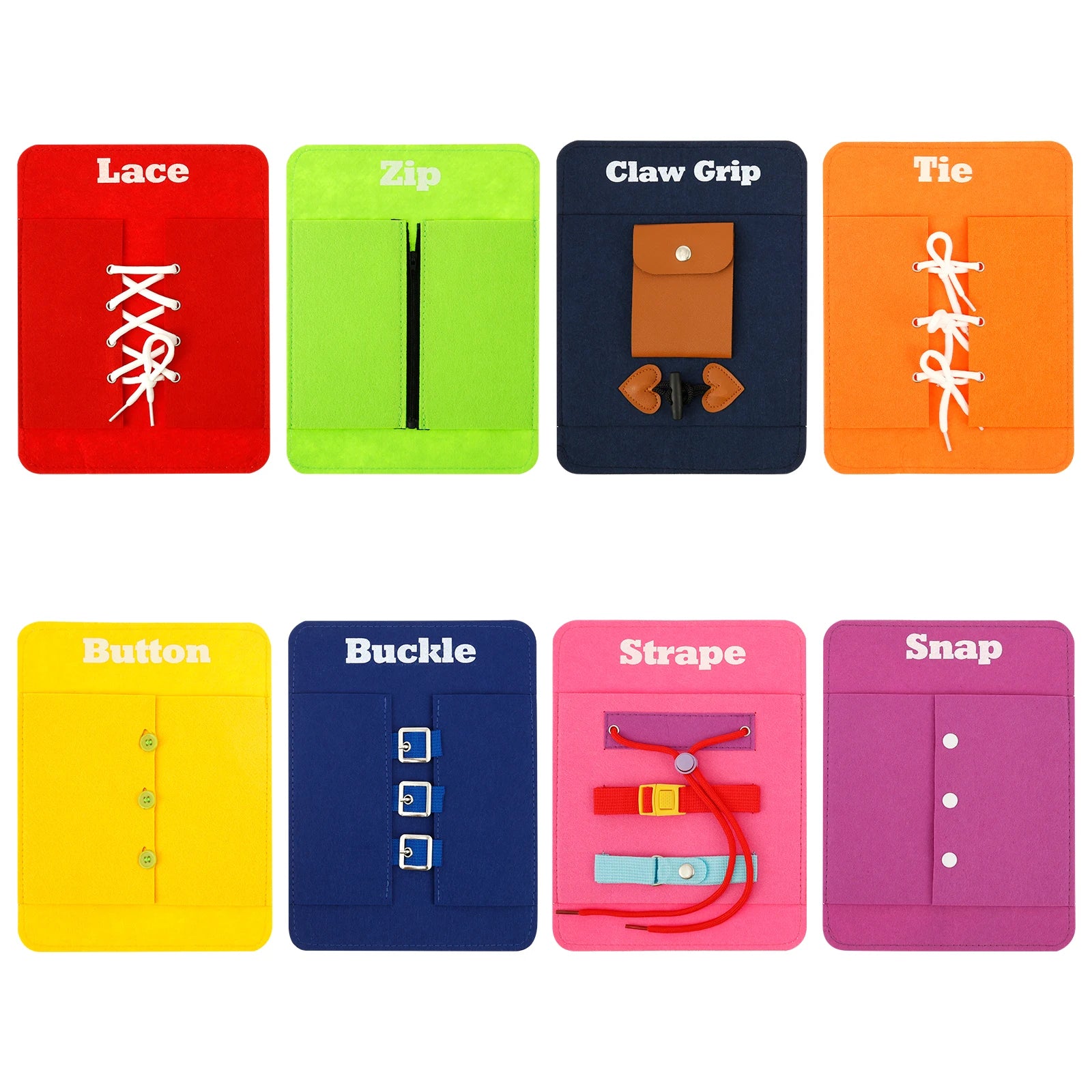 8Pcs Toddler Montessori Board Creative Felt Cloth Dress Learning Board Portable Fine Motor Skill Toy for Home Classroom Car