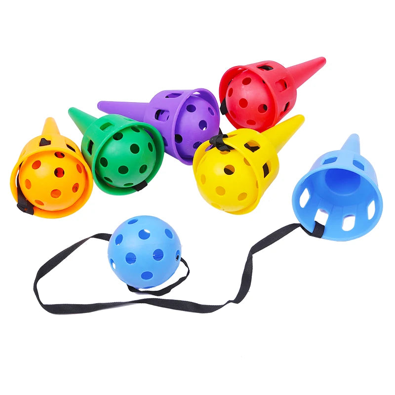Fun Ball and Cup Toy Set for Children Outdoor Throw and Catch Ball Game Toy Softball  for Beginner Kids Motor Skills Toy