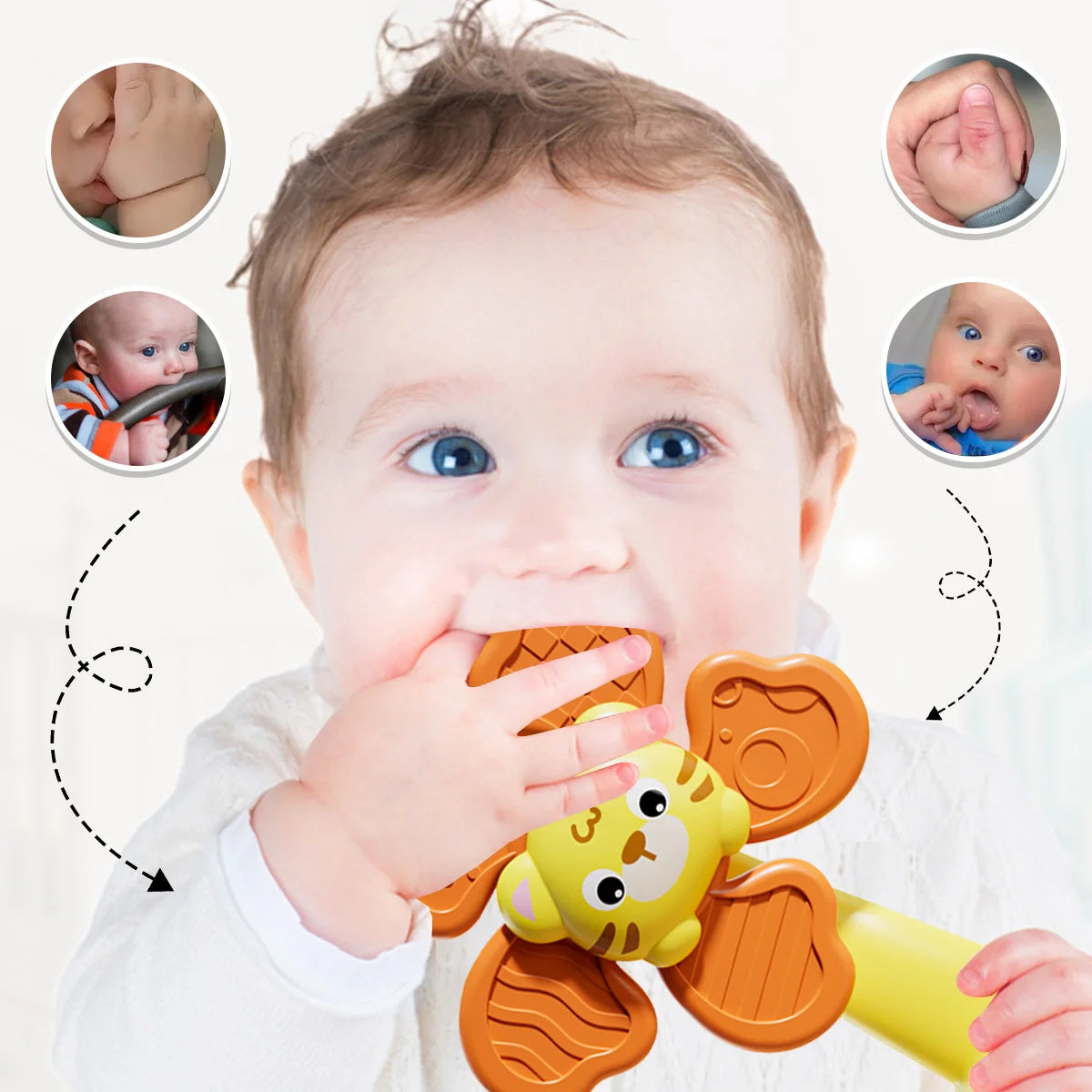 Montessori Suction Spinner Toy for Babies Animal Fidget Spinner Sensory Texture Toy for Fine Motor Skills Early Development Toys