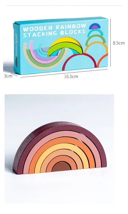 Baby Toys Rainbow Building Blocks Wooden Toys For Kids Creative Rainbow Stacker Montessori Educational Toy For Children