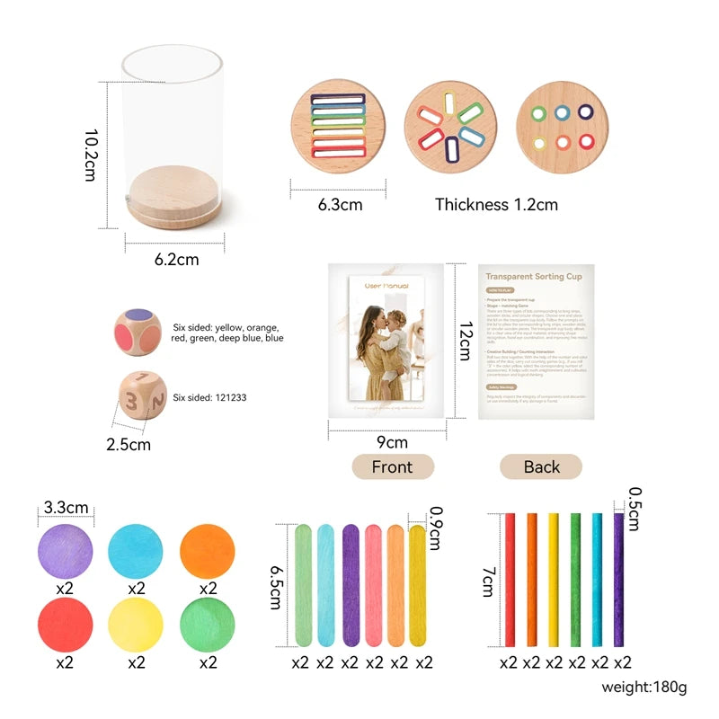 Montessori Shape and Color Sorting Toy Wooden Fine Motor Sensory Toy Preschool Educational Toy Gift for Boys and Girls