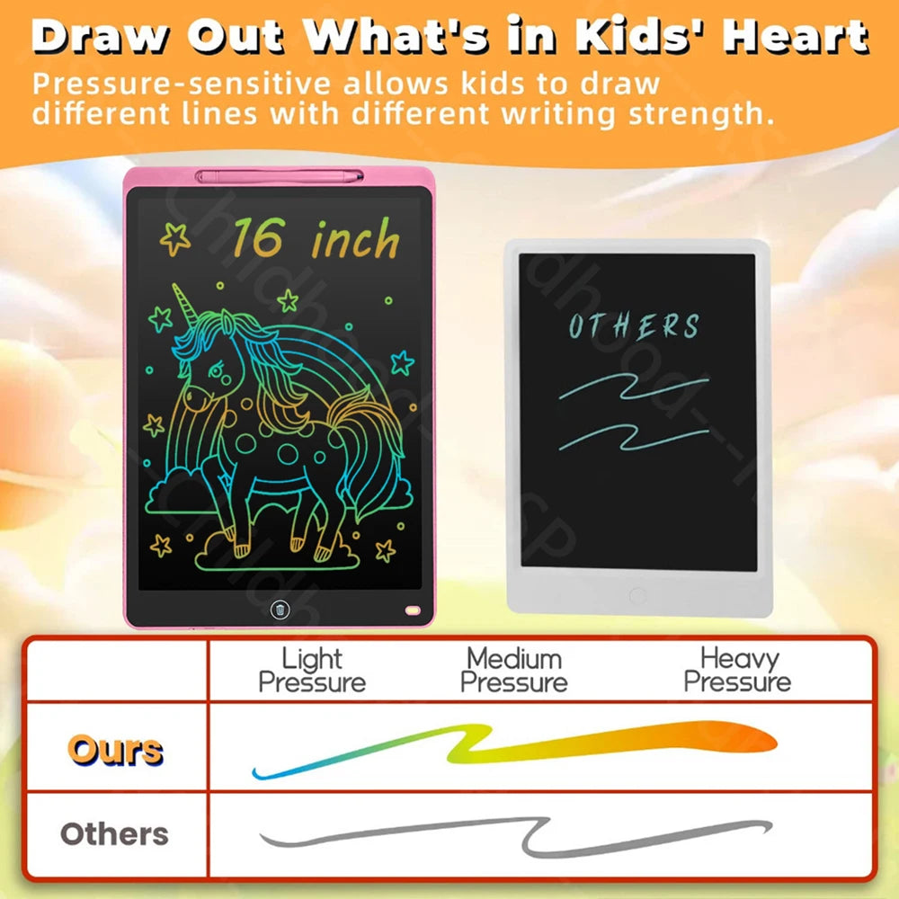 16 Inch LCD Writing Board Drawing tablet Kids Writing Painting Children Educational Toys for 3 4 5 6 7 8 Years Girls Boys Gifts