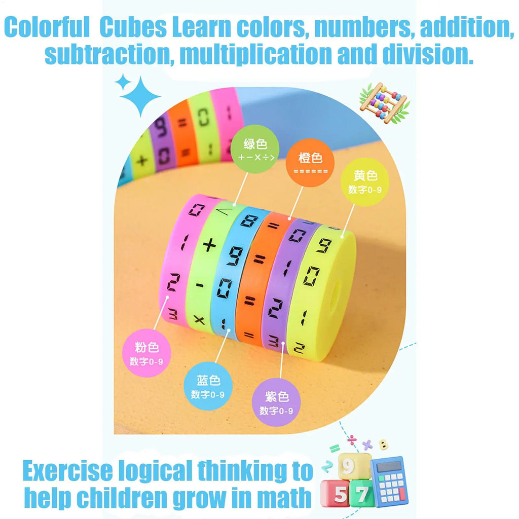 Math Learning Toy Colorful Arithmetic Cube with Numbers for Preschool Kids, Educational Intelligence Game STEM Counting Toy