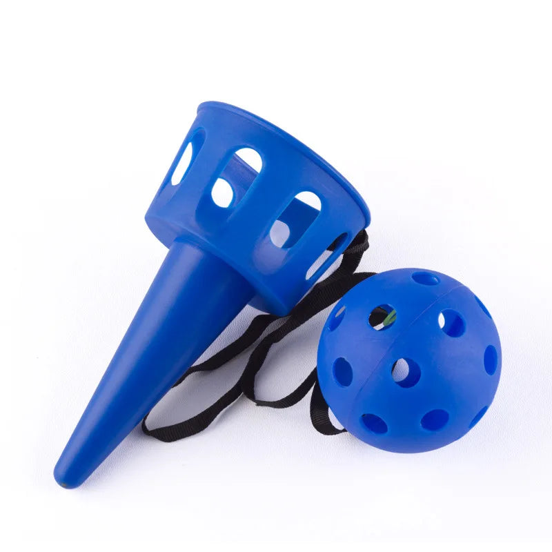 Juego de juguete de pelota y taza divertido para niños, juguete de lanzamiento y atrapada de pelota para exteriores, pelota de softbol para principiantes, juguete para habilidades motoras de niños