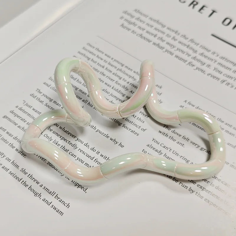 Stress Relief Toy Electroplated Twist Rainbow Milk White Toy for Focus Anxiety Addiction Quitting, Metal Finger Fidget Toy