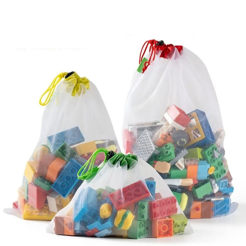 3pcs Drawstring Toy Storage Bags for Building Blocks, Portable Organizer for Kids, Puzzle Toys and More