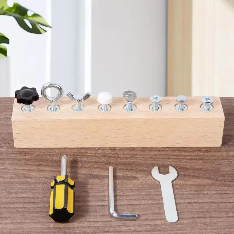 1Establecer Juguetes Educativos Tempranos Montessori para Entrenamiento de Habilidades Motoras Finas, Mejora Juguetes de Desmontaje de Tornillo y Tuerca de Madera para Niños
