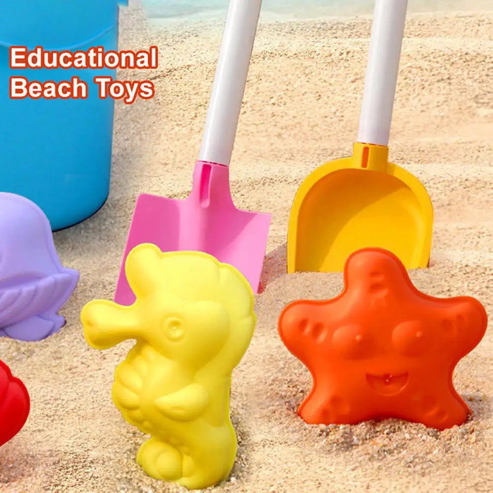 Kids Beach Toys Set 17Pcs Summer Outdoor Sand Box Kit with Bucket Spade Castle and Fish Molds Infant Sand Pit Toys for Baby
