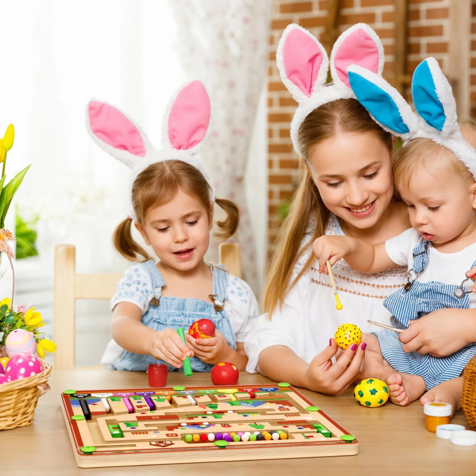 Laberinto magnético de colores y números Montessori - Juguete educativo de madera para niños, habilidades motoras finas y juego de combinación de colores
