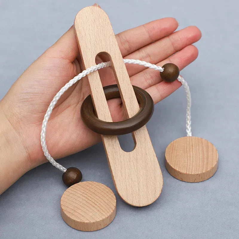 3D Wooden Interlocking Ring Puzzle, Logic & Spatial Thinking Training Game, Focus Brain Teaser Toy for Kids and Adults