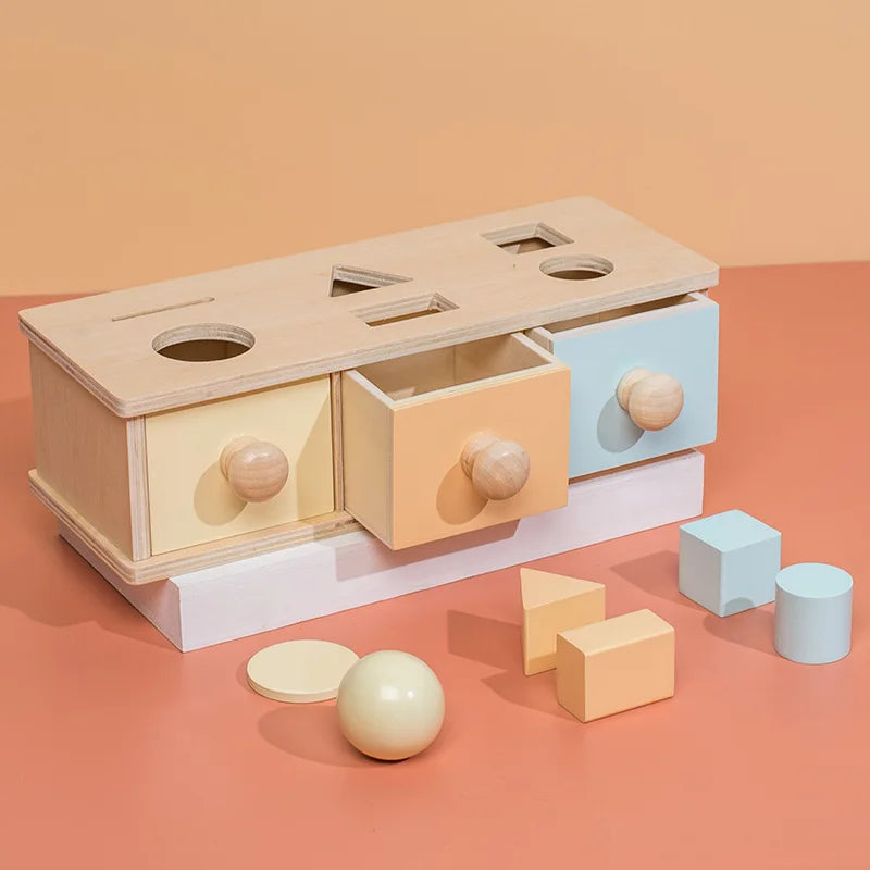 Montessori Baby Toys Wooden Coin Box Drawer Game Learning Early Education Preschool Training Teaching Kids Aids Toys
