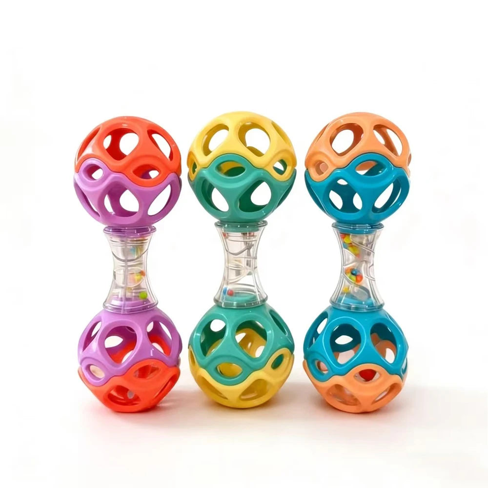 Baby Teething & Grasping Toy, Soft Rubber Rattle Ball for Sensory Development, Ideal Holiday Gifts for Newborns
