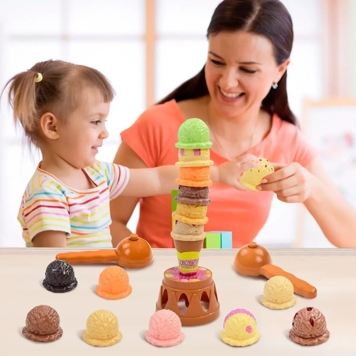 20Pieces Ice Cream Play Set with Two Scoops for Toddlers 3-5,  Montessori Pretend Play Toys, Preschool Learning Activities,gift