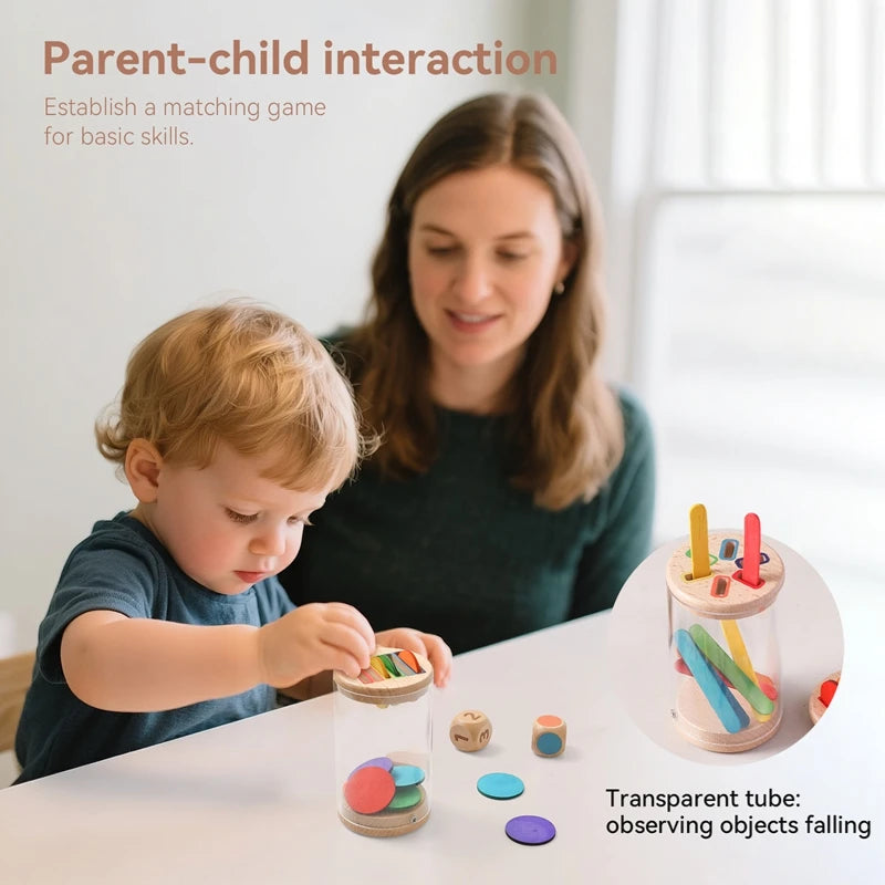 Montessori Shape and Color Sorting Toy Wooden Fine Motor Sensory Toy Preschool Educational Toy Gift for Boys and Girls