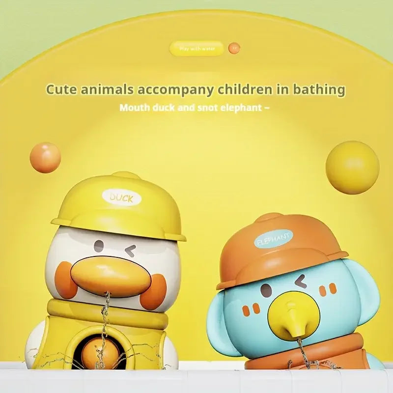 Bath Bathtub Toys Kids Gifts for Toddlers Duck Rotatable Waterwheel Bathroom Strong Suckers Water Scoop Fun Bath Toys