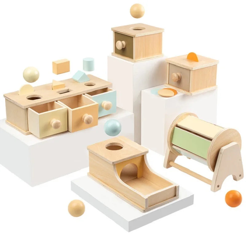 Montessori Baby Toys Wooden Coin Box Drawer Game Learning Early Education Preschool Training Teaching Kids Aids Toys