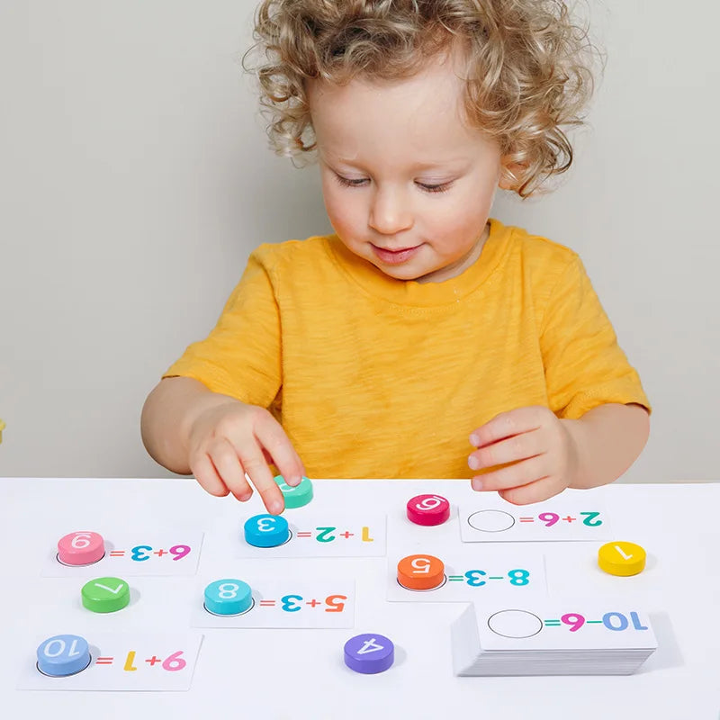 Children's Wooden Number Board Cognitive Matching Addition Subtraction Operation Montessori Logical Thinking Training Math Toys