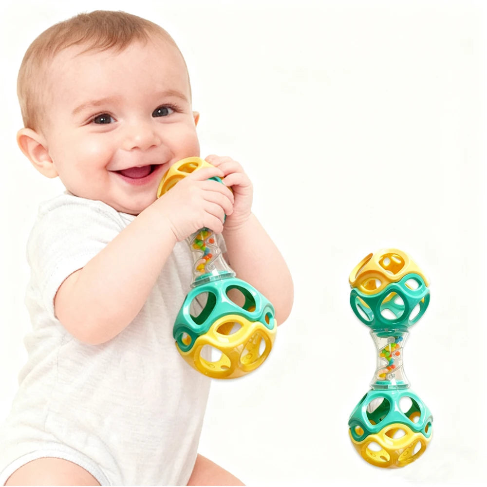 Baby Teething & Grasping Toy, Soft Rubber Rattle Ball for Sensory Development, Ideal Holiday Gifts for Newborns