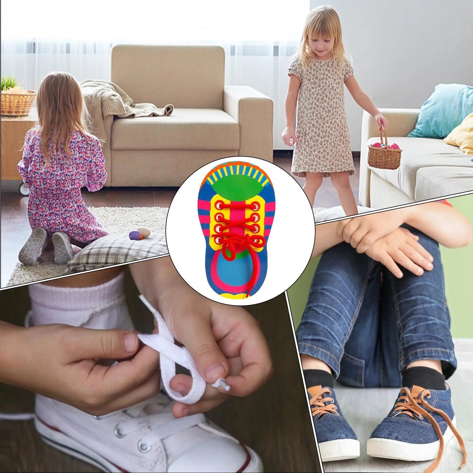 Shoelace Threading Teaching Toys Learn to Tie Shoelaces Toy Kids Toddlers Fine Motor Skills Toy Early Educational Toys Boys Girl