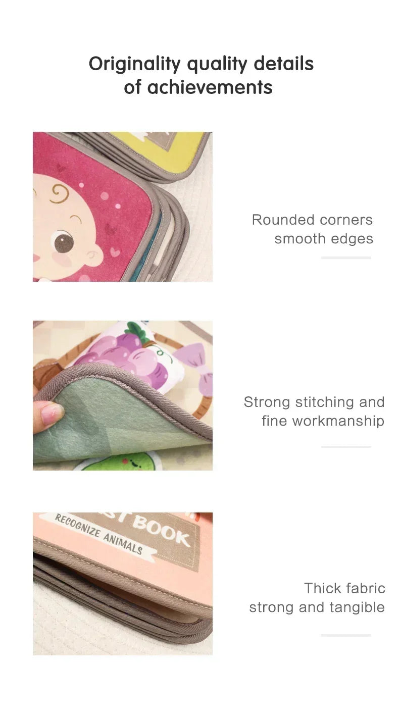 Montessori Busy Book Baby Early Education Book Animal Cognitive Cloth Books Puzzle Toy Repeated Paste Books & Sensory Toys Gifts