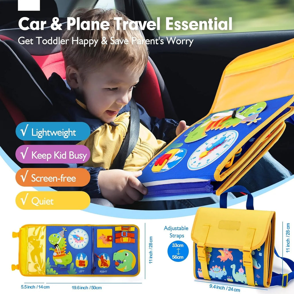 Toddler Busy Board Toys Montessori Life Skills Learning Toy Baby Sensory Toys Fine Motor Activity Board Travel Backpack For Kids