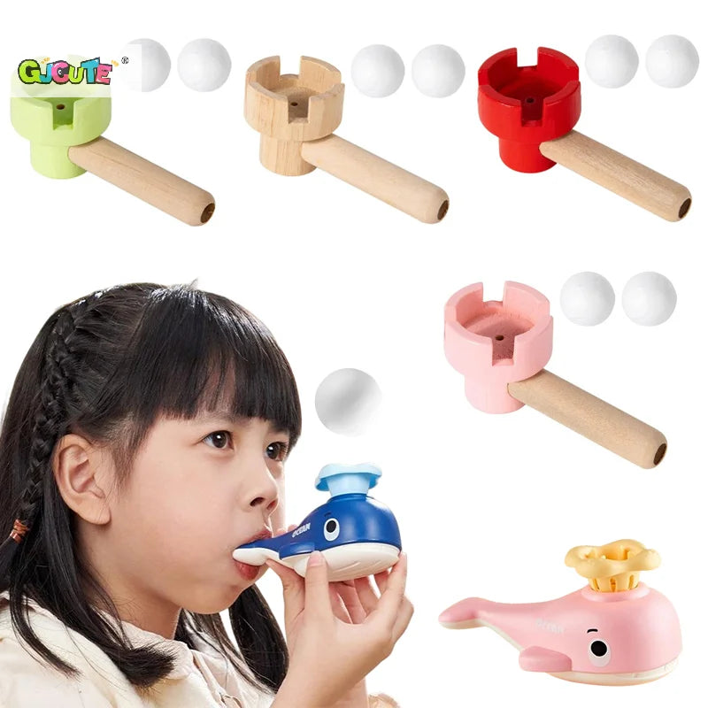 Whale Floating Ball Toy With Whistle Ball Blowing Floating Blow Pipe Ball Two In One Sensory Fine Motor Skills Educational Toys