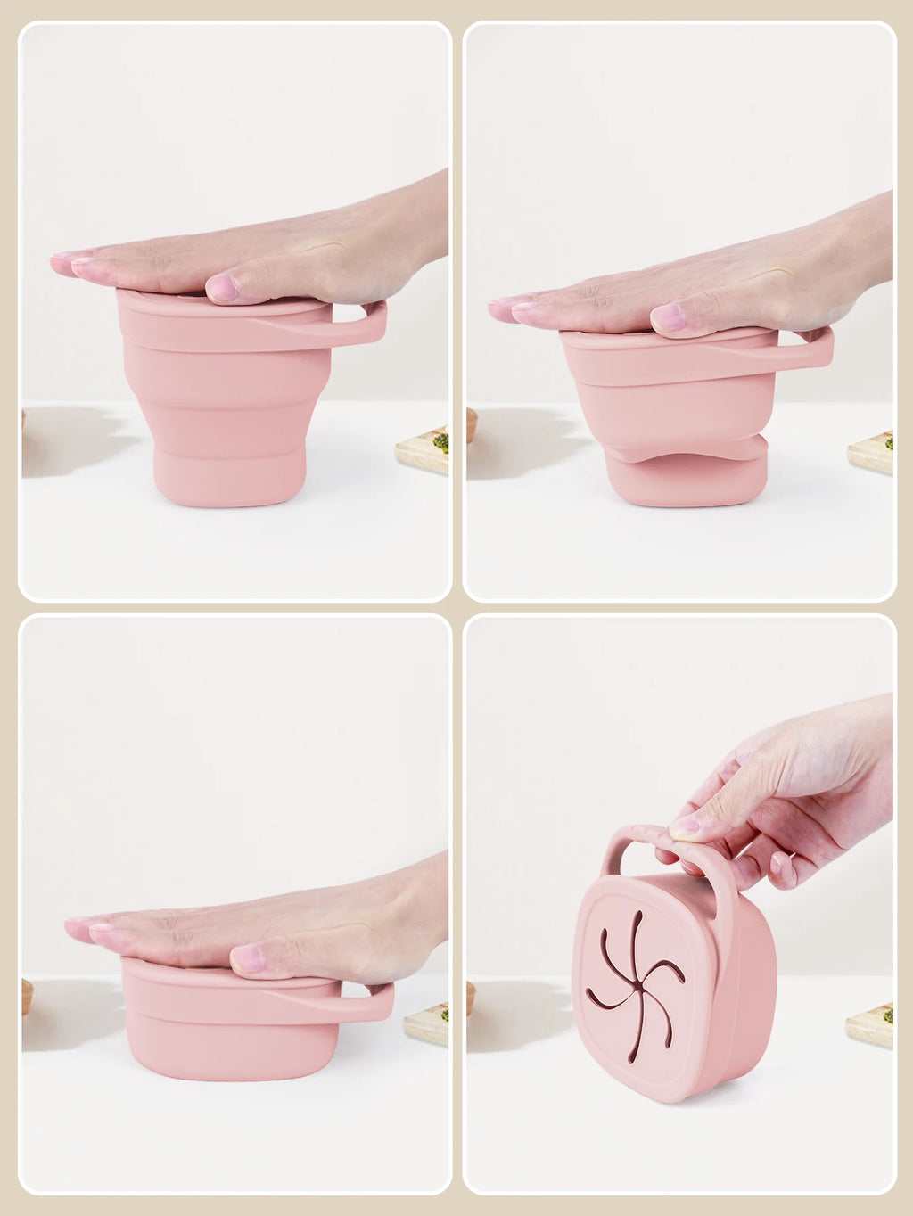 Baby Silicone Snack Cup Baby Portable Baby Snack Box Feeding Trianing Baby Food Storage Soft Silicone Snack Box Boys Girls Gifts