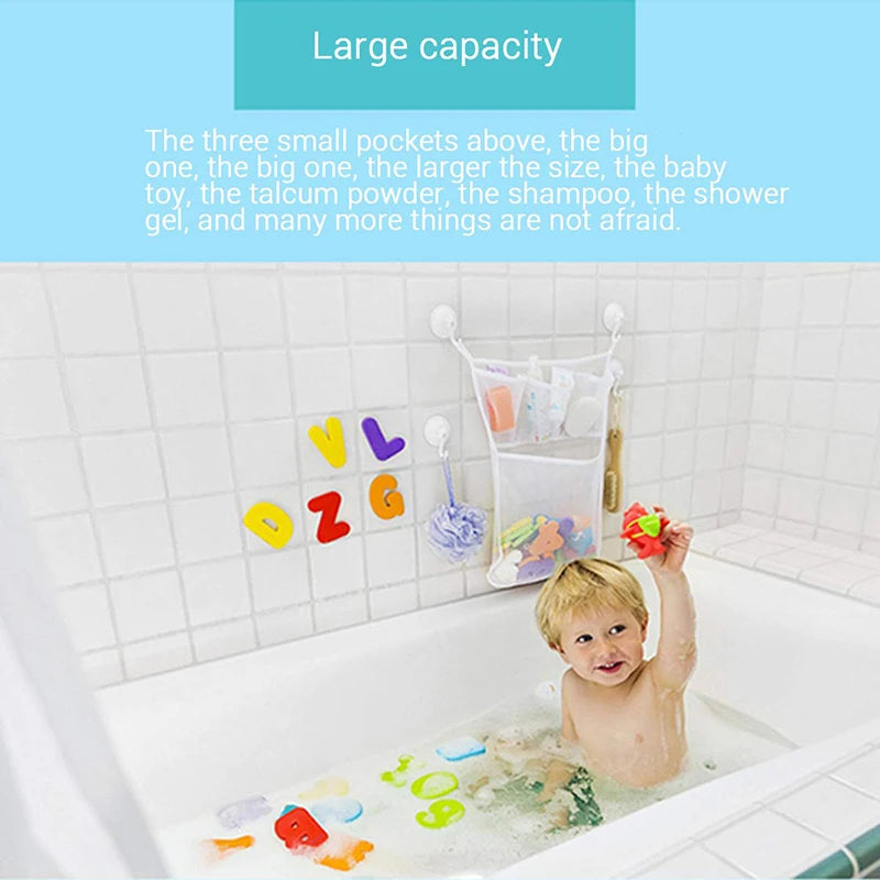 Shower Bath Toys White Pink Baby Kids Toy Storage Mesh with Strong Suction Cups Toy Bag Net Bathroom Organizer for Kids Toddlers
