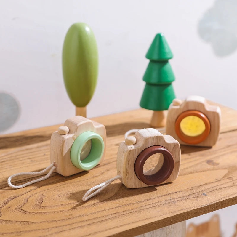 Montessori Baby Toys Education Wooden Blocks Toys for Kids Montessori Education Building Blocks Children Mini Camera Wooden Toys