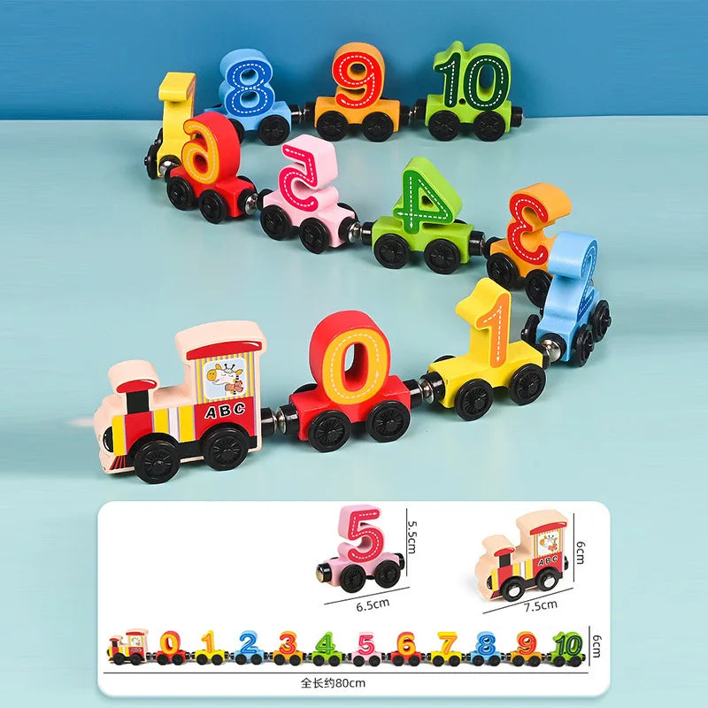 Juguetes de tren magnético de madera Montessori, juguete de animales para cognición temprana, aprendizaje, clasificación, enseñanza, coche, conjunto de dibujos animados para niños
