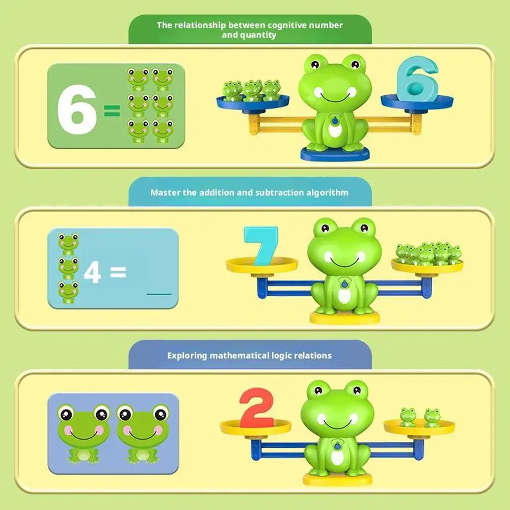 Frog Math Balance Scale Toy For Kids Number Learning Counting Educational Toys For 3-6 Years Old Montessori Interactive Toy