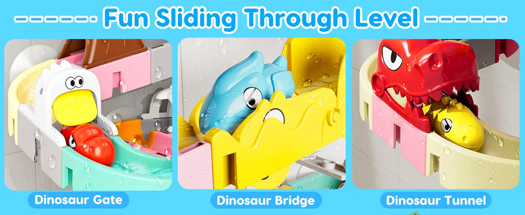 Bath Toys for Kids DIY Building Water Slide Tracks Dinosaur Bathtub Wall Toys for Toddlers Fun Baby Bathtime Bath Tub Shower
