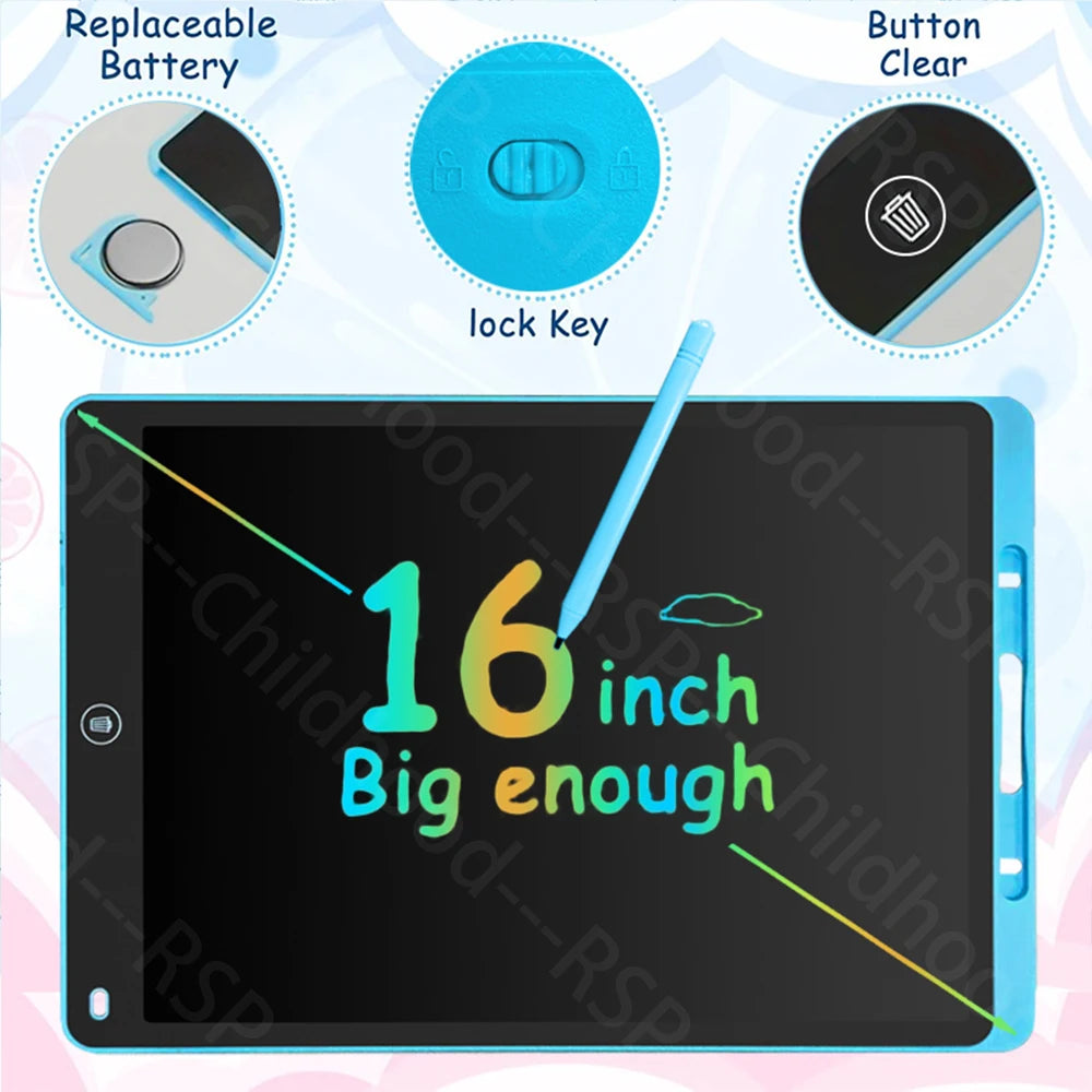 16 Inch LCD Writing Board Drawing tablet Kids Writing Painting Children Educational Toys for 3 4 5 6 7 8 Years Girls Boys Gifts